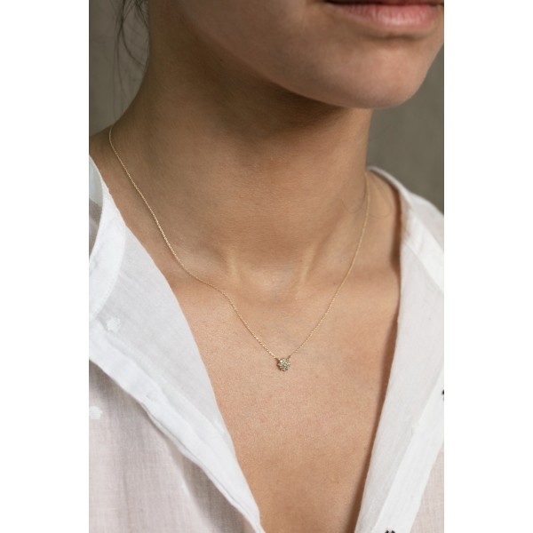 5 Octobre kaklo aukso papuošalas su šampano spalvos deimantu